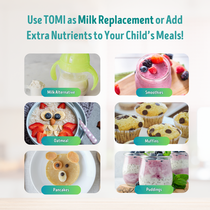 Ways_to_use_TOMI_milk_alternative_or_boost_smoothies_oatmeal_muffins_pancakes_puddings_with_kids_protein_and_nutrients